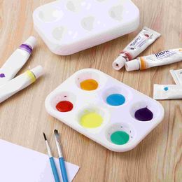 Rosenice 12pcs Palettes de peinture en plastique blanc 6 compartiments plateau de peinture aquarelle rectangulaire pour artisanat et peinture de bricolage