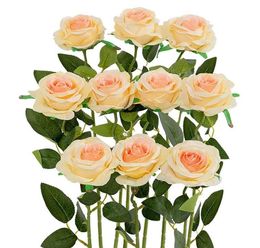 Roses kunstbloemen flanel rozenbloemtak kunstmatige rode rozen realistische neproos voor trouwhuisdecoratie