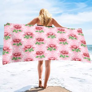 Serviette de plage Roses Blossom Serviette de plage à séchage rapide Serviette de plage anti-sable sans sable Serviettes de plage en microfibre pour piscine Voyage Natation