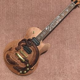 Guitare électrique à touche en palissandre, serpent incrusté, Relief de serpent, livraison gratuite