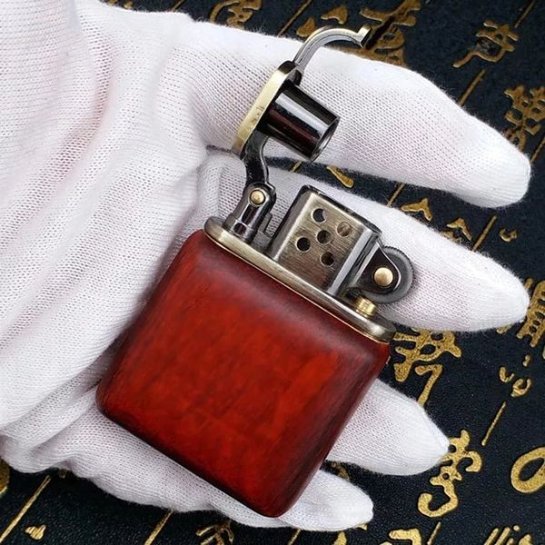 Rosewood Kérosène Briquet Essence Cigarette Meules Vintage Huile Essence Briquet Rechargeable Flint Briquet Gadgets pour Hommes Cadeau