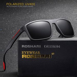 RoShari Gepolariseerde Zonnebril Mannen TR90 Ultralight Driver Shades Mannelijke Vintage Zonnebril Voor Vrouwen Spuare Eyewear P0016