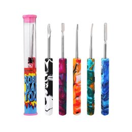 Rosin Dab Tools Roestvrijstalen gereedschap Vierkant handvat Cream Wax Oil Dabber voor droge Heb Wax Atomizer Dab Pen Tool met plastic buisverpakking