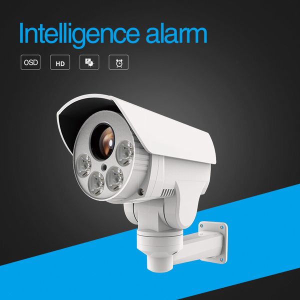 Caméra IP extérieure rotative 1080P Bullet PTZ, 2.0MP 10X Zoom 80M IR CCTV IP Camera Fente pour carte SD avec alarme POE Audio en option