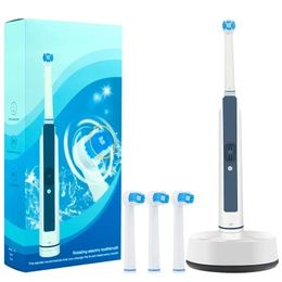 Brosse à dents électrique rotative avec base rechargeable dentaire automatique vibration à haute fréquence des taches tartar