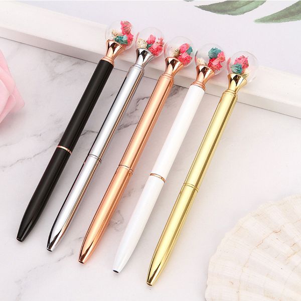 Stylo rotatif luxe fleur séchée stylo dégradé kawaii stylo d'écriture fournitures de bureau fournitures scolaires nouveauté papeterie