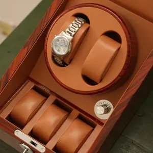 Draaibare horlogekast Premium houten steunstijl maatwerk Franse handgemaakte tassen Patroon Reizen Handbagage initiële trolleybagage luchtkoffer Sterke horlogedoos