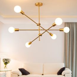 Lámpara de araña de latón de lujo con ajuste giratorio, lámpara colgante negra para sala de estar, comedor, dormitorio, accesorio de iluminación E27