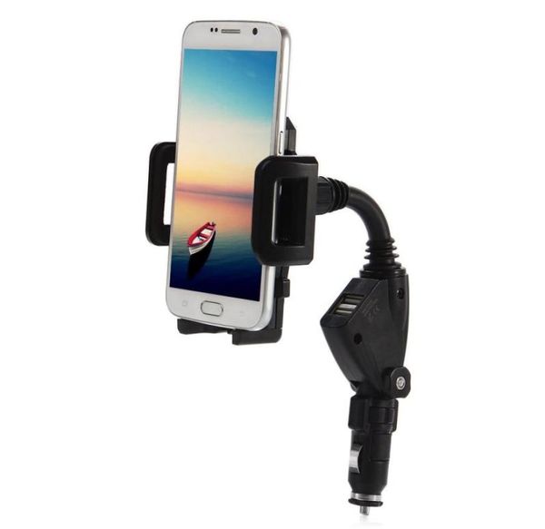Porte-téléphonie de voiture rotatif Mount Double USB Charger Cradle pour iPhone Samsung Xiaomi Huawei LG Motor HTC Universal Smartphones4810406