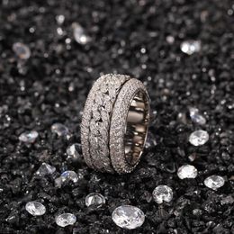 Draaibare Cubaanse Ring Mode Hip Hop Sieraden Heren Goud Zilver Hoge Kwaliteit Diamond Iced Out Rings253H