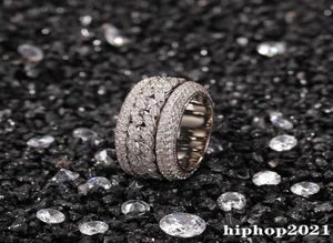 Rotation Diamond Ring Fashion Hip Hop Ring Jewelry Mens Gold Silver Rings Iced Out Anneaux1722682