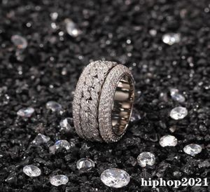 Draaibare Diamanten Ring Mode Hip Hop Ring Sieraden Heren Goud Zilver Ringen Iced Out Ringen4104846