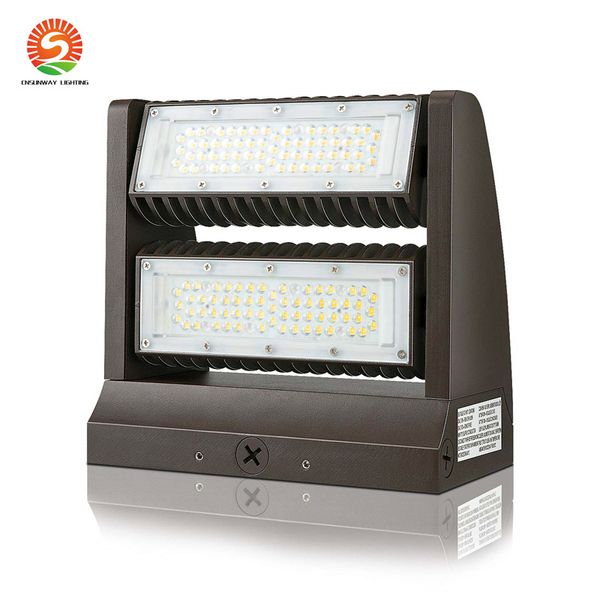 Iluminación de paquete de pared LED giratoria 120W 16,000LM Luz de día 5000K 360ﾰ Cabezal ajustable 100-277Vac Accesorio de aplique de pared de seguridad IP65 a prueba de agua