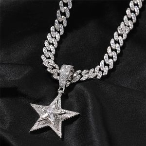Collier pendentif étoile à cinq branches rotative collier lumineux
