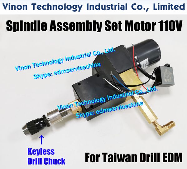 Tête rotative de Taiwan avec mandrin sans clé 0-3mm pour perceuse EDM. Tête rotative avec moteur 110V Set pour Chmer,Zhenbang,Castec,Ridong