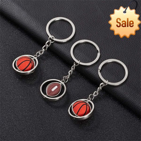 Mini llavero giratorio con bola para baloncesto, fútbol, Golf, Rugby, béisbol, deporte, colgante de llavero, bolsa de coche, adorno de bola de Metal, regalo para niños