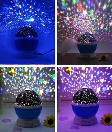 Projecteur de lumière de nuit en rotation lampe étoilée Sky Star Unicorn Kids Baby Sleep Romantic LED Projection Lamp USB Battery7071387