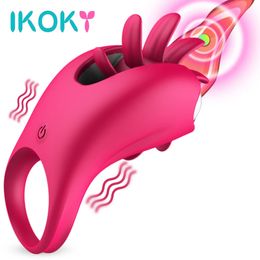 Vibrateur oral rotatif sur pénis cockring langue lèche clitoris stimulateur massage toys pour femmes couples couples adultes érotiques 240409