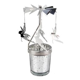 Bougeoir rotatif en verre, carrousel, bougie chauffe-plat, décoration de la maison, fête de mariage, chandelier en métal, 240301