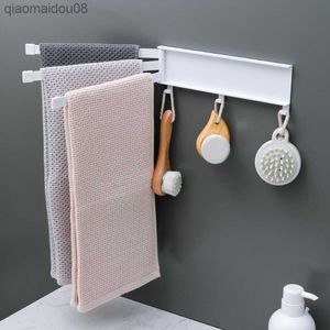 Roterend handdoekenrek 3-bar opvouwbare handdoekstang met haken Vaatdoek Vod Handdoekenhouder Opbergrek voor keuken Badkamer Organizer L230704