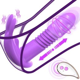 Vibrateur rotatif godes de poussée vibration télescopique à distance vagin G Spot Massage stimulateur de clitoris jouets sexuels pour femmes 240130