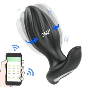 Rotación Butt Plug Hombres Masajeador de Próstata Wiggle Vibrador Anal para Hombres APP Vibrador Anal Plug para Mujeres Juguete Sexual para Parejas 240106