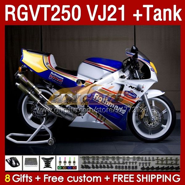 Rothmans Kit de carenados azules Tanque para SUZUKI RGVT250 SAPC VJ21 RGV-250CC 88-89 Carrocerías 159No.58 RGVT-250 RGV-250 RGV250 88 89 RGVT RGV 250 CC 250CC 1988 1989 Kit de carenado