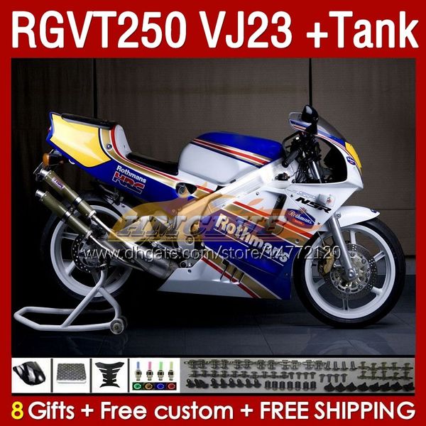 Kit de carénage bleu Rothmans Réservoir pour SUZUKI SAPC VJ23 RGVT250 RGV-250CC 97-98 Carrosseries 161No.58 RGVT-250 RGV-250 RGV250 97 98 RGVT RGV 250 CC 250CC 1997 1998 Carénage complet