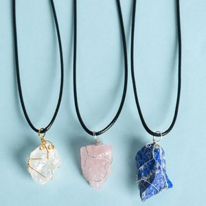 Ruwe natuursteen kristal edelsteen hanger ketting 7 chakra yoga helende steen topaas amethist kettingen hiphop sieraden