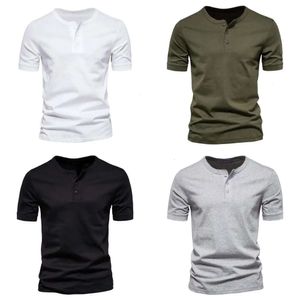 Round 2023 cou de cou à manches courtes pour hommes à manches courtes pour les hommes de loisirs sports Henley Shirt Couleur Couleur T-shirt Men