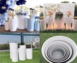 Round 3PCS Ésignes White Dessert Iron Cylindre Plinth Party Piédestal de mariage Décoration 06201723305