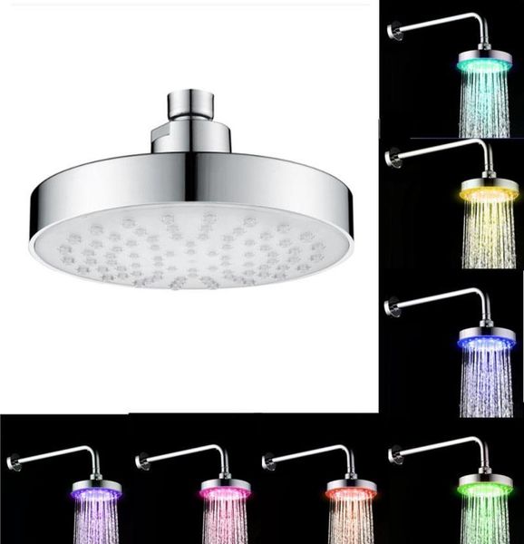 Pommeau de douche rond en acier inoxydable de 6 pouces, lampe LED RGB, capteur de température, pomme de douche à pluie avec couleur Cha1750798