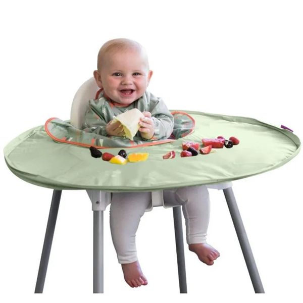 Tapete redondo para mesa para comer de bebé, cubierta de alimentación infantil para silla alta, aprender a comer de forma autónoma, impermeable, 231225