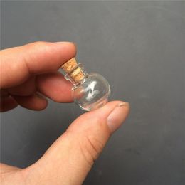 Boule ronde Mini bouteilles pendentifs collier petites bouteilles en verre avec liège cadeau bocaux en verre flacon 100pcs320T