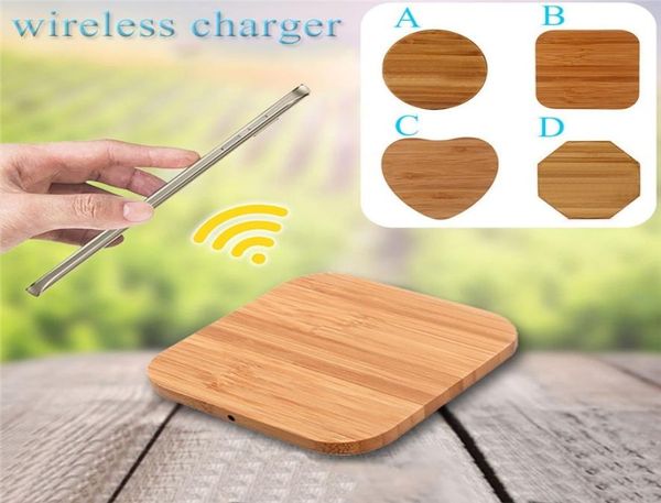 Bamboo Bamboo Wooden Qi Charging Charin Charger Power Power Fast Charger pour Samsung iPhone Tous les appareils Qienabled DHL3059033