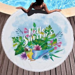 Serviette de plage ronde couverture hawaïenne circulaire hawaïenne grand Terry Beach Roundie cercle tapis de pique-nique tapis de yoga avec frange Mandala ZZ