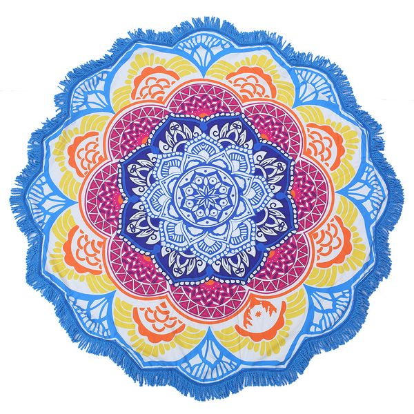 Serviette de plage ronde hippie/boho mandala couverture de plage/jet indien bohème nappe ronde décor mandala/tapis de yoga méditation 58