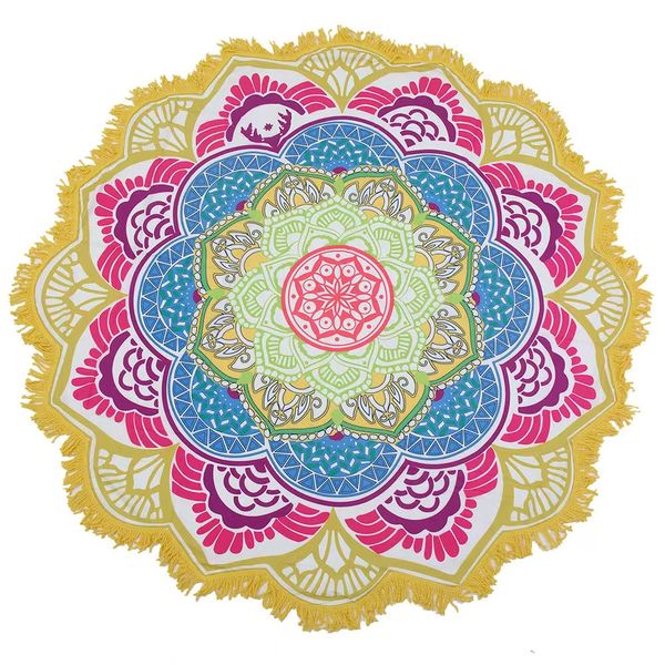 Serviette de plage ronde Hippie/Boho Mandala Couverture de plage /Jeté indien Bohème Nappe ronde Décor Mandala/Tapis de Yoga Méditation03