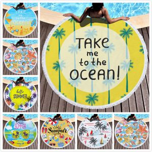 Ronde Strand Handdoek Tassel Zand Deken Bed Cover Yoga Mat Polyester Tafelkleed Gedrukt Outdoor Camping Picknick Dekens