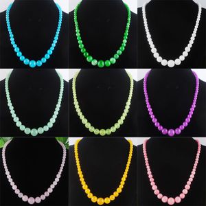 Perles rondes graduées 6 à 14 mm Colliers de perles Strand Jades naturels Agates lisses en pierre femme Bijoux de mode BF300
