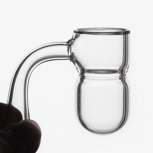 Parte inferior redonda Protección contra salpicaduras Cuarzo Banger 3 mm de espesor Borde biselado Cachimbas 14 mm Cubo sin hogar macho para bongs tubería de agua