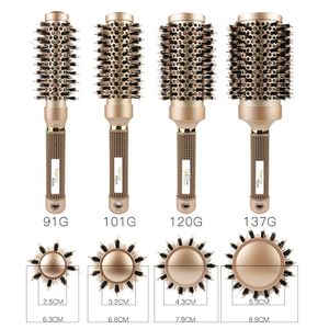 Brosse ronde Nano brosse à cheveux ionique en céramique thermique brosse à baril rond avec poils de sanglier améliorer la texture pour le séchage des cheveux 240229