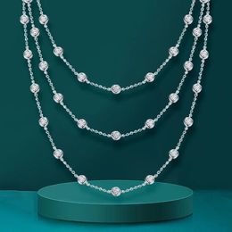 Collier rond en diamant à bulles avec certificat, chaîne ras du cou en argent Sterling 925 plaqué or pour femmes, bijoux 240115