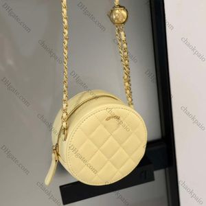 Round Cake Mini Women Make -uptas 12 cm Vintage Zipper Coin Purse Gold Ball Verstelbare ketting Luxe handtas Vintage Crossbody Schoudertas Avondkoppeling Pochette