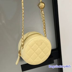 Gâteau rond mini sac de maquillage pour femmes 12 cm à glissement éclair vintage bornes dorés chaîne réglable de luxe sac à main