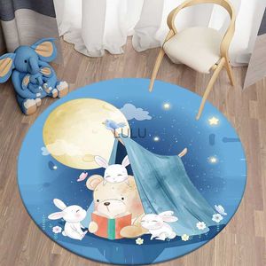 Rond Tapijt Decor Tapijten Antislip Cartoon Dier Patroon Tapijt Vloermat voor Kinderen Badkamer Keuken Woonkamer Slaapkamer Tapijt HKD230829