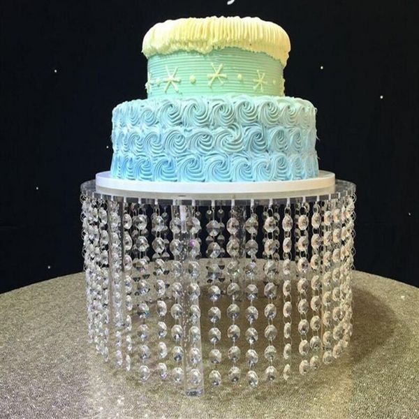 Support à gâteau rond en cristal acrylique transparent, décoration de fête de mariage avec suspension, fournitures d'événements de 16 pouces, 2532