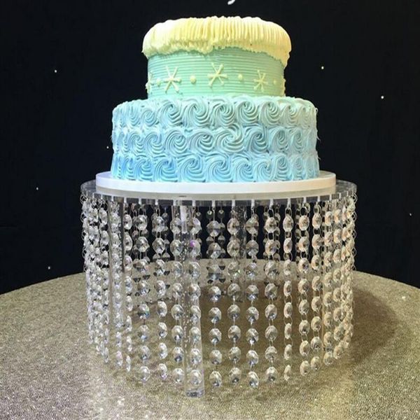 Support à gâteau rond en cristal acrylique transparent, décoration de fête de mariage avec suspension, fournitures d'événements de 16 pouces, 252g