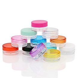 Ronde heldere plastic cosmetische potten 3G 5G brede mond navulbare containers met kleurrijke deksels voor reizen lekvrije make-up cosmetische opslag