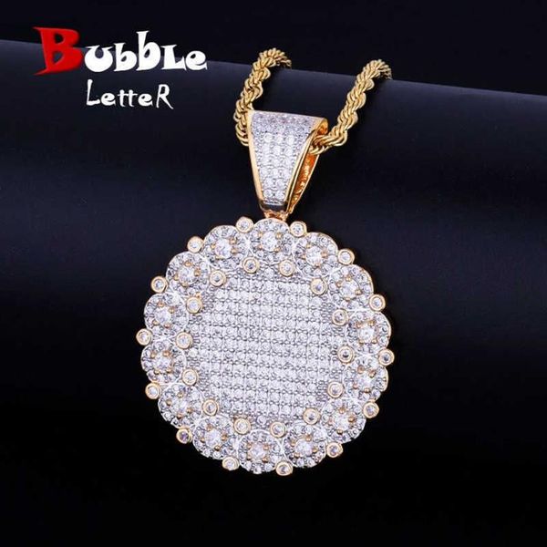 Rond Cluster Médaillon Or Pendentif Collier Chaîne Charme Argent Couleur Bling Cubique Zircon Hommes Femmes Hip Hop Bijoux Pour Cadeau J1907285h